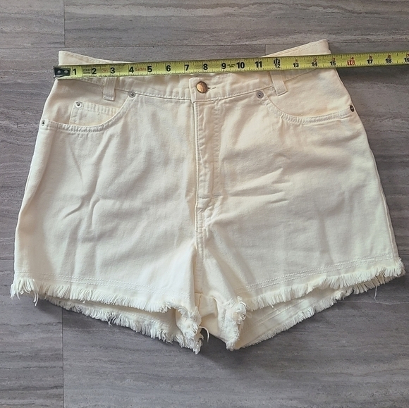 VINTAGE Stone Jeans Canary Yellow Denim High Waist Shorts - Size 13 - Picture 7 of 7